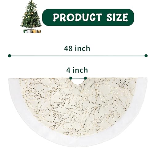 48inch White Faux Fur Christmas Tree Skirt Q7746