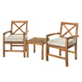 Brown Acacia Wood Patio Chairs with Side Table H3605