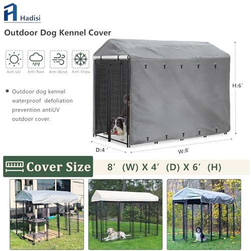 Black Waterproof Outdoor Dog Kennel Cover with PVC Window and Mesh N18415