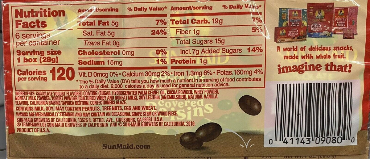 Chocolate Yogurt Covered Raisins 12 Boxes I41724