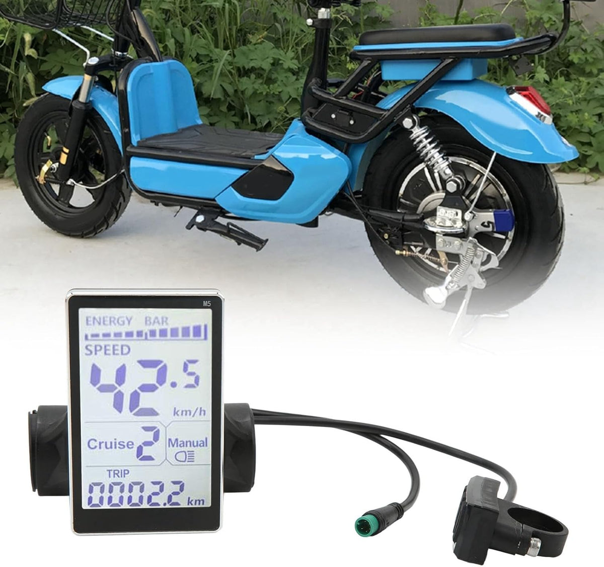 24V 36V 48V 60V 5 Pin M5 LCD Panel Screen for 31.8 22.2mm Handlebar Electric Bikes K350