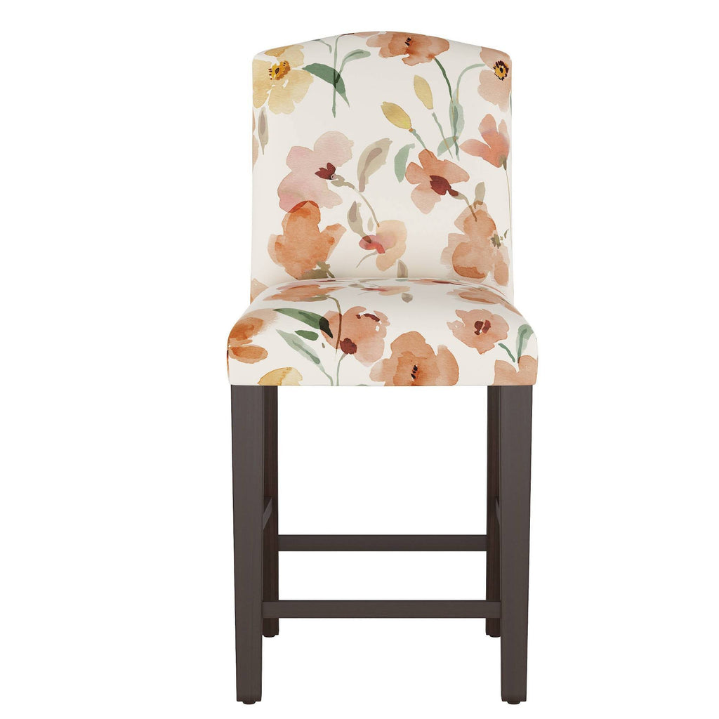 Camel Back Counter Height Barstool with Floral Print I356
