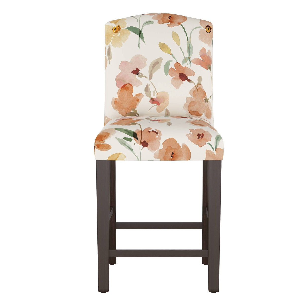 Camel Back Counter Height Barstool with Floral Print I356