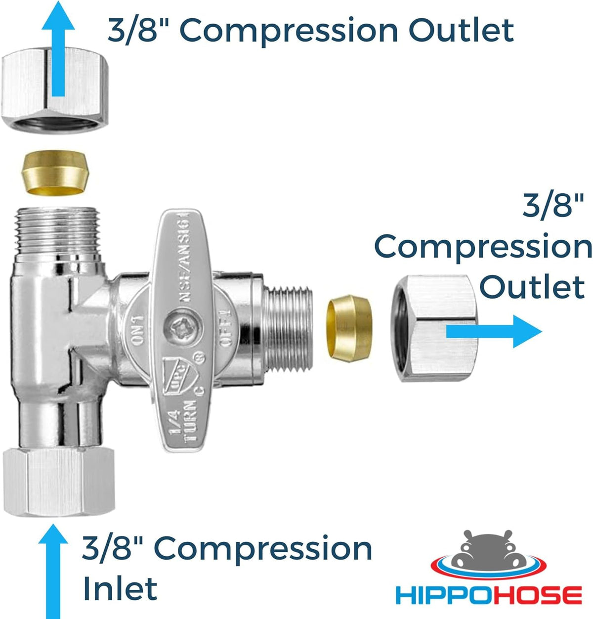 3/8" x 3/8" x 3/8" Lead-Free Brass T-Valve H77380