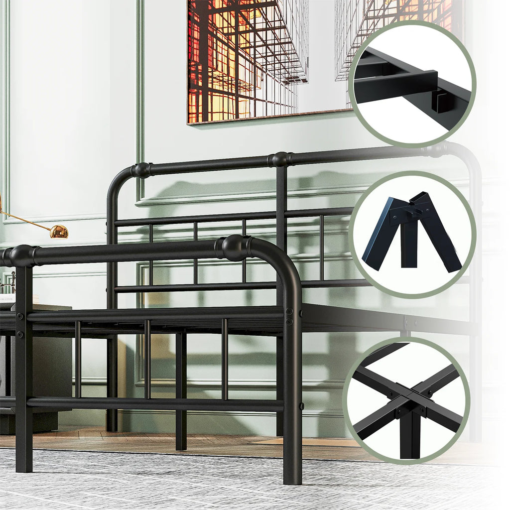 King Bed Frame with Headboard and Footboard L19781
