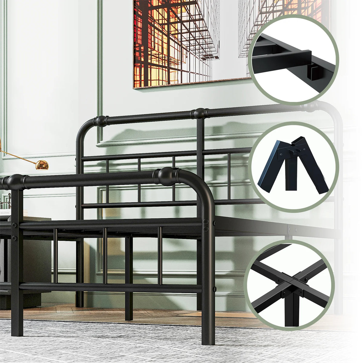 King Bed Frame with Headboard and Footboard L19781