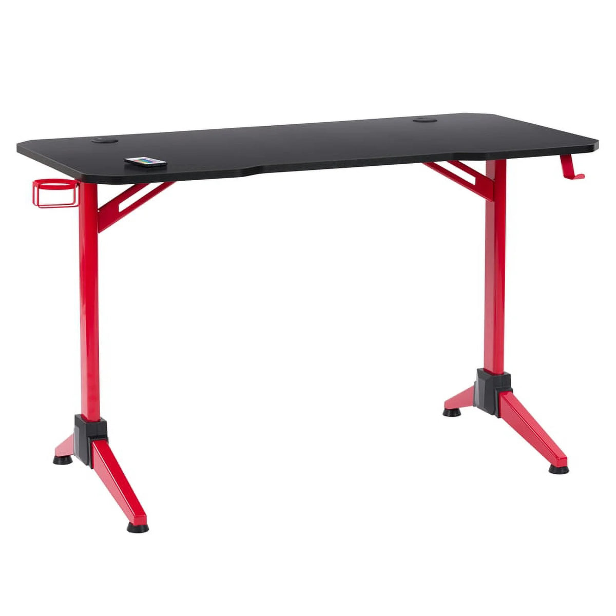 Black Engineered Wood Gaming Desk with LED Lights Z47144