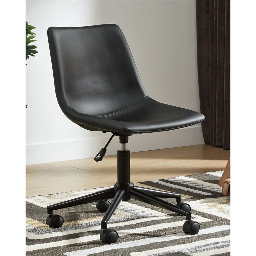 Black Faux Leather Swivel Desk Chair A137