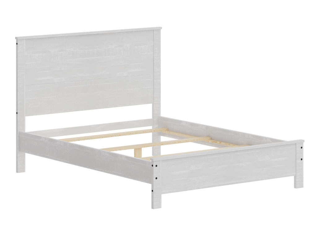 White Solid Wood Full Size Bed Frame Y7019