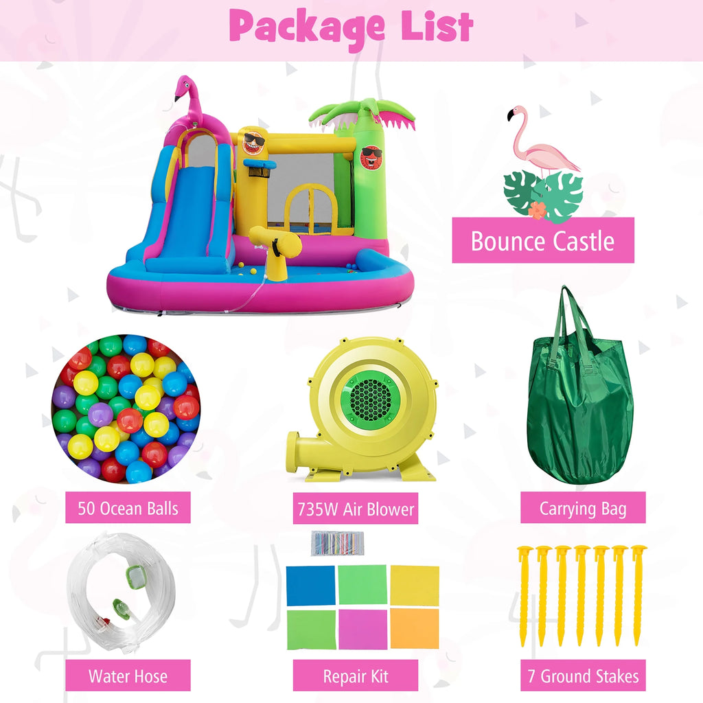 Tropical Inflatable Bounce Castle with Ocean Ball and 735W Blower H726
