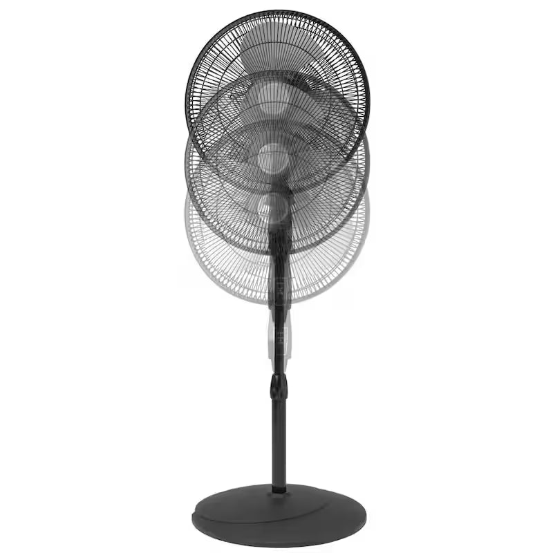 Black Adjustable-Height Oscillating Pedestal Fan with Remote Control V3675