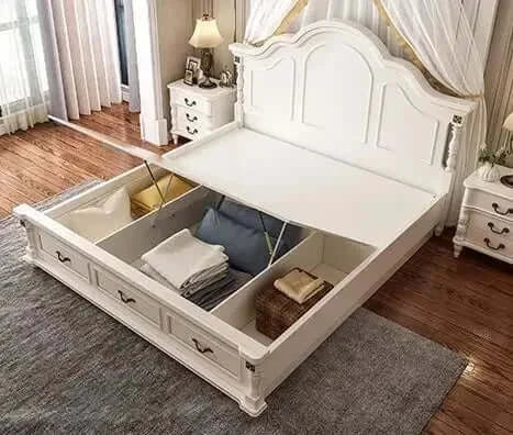 Wooden Bed with Storage and Bedside Tables F179