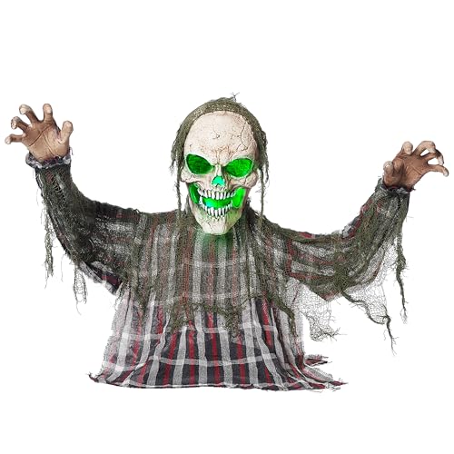 Animated Zombie Groundbreaker Skeleton Prop with Moving Arms & Green Light S377