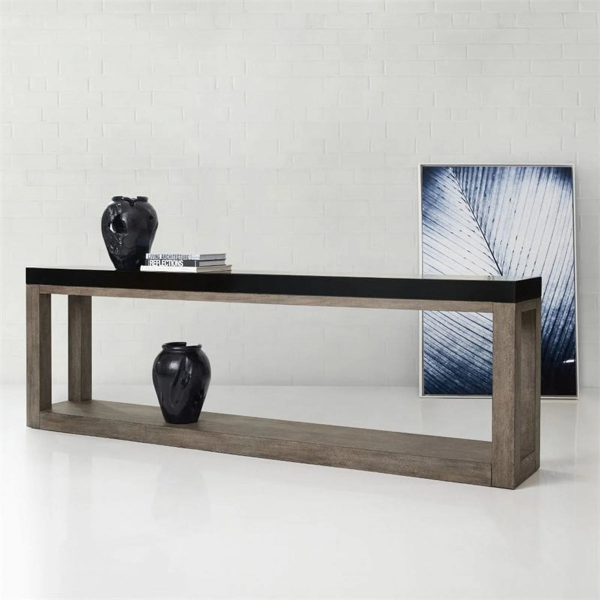 Contemporary Wood Console Table in Black and Brown D667
