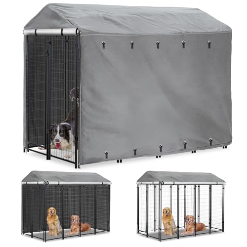 Black Waterproof Outdoor Dog Kennel Cover with PVC Window and Mesh N18415