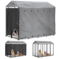 Black Waterproof Outdoor Dog Kennel Cover with PVC Window and Mesh N18415