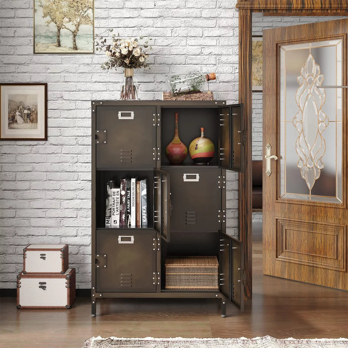 Metal Storage Locker with 6 Compartment Lockable Doors E718995