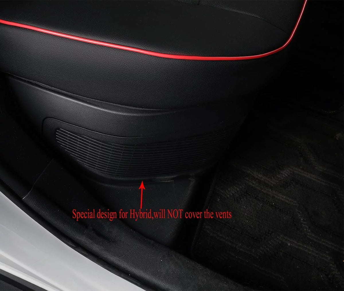 Waterproof Leather Car Seat Covers Full Set Black with Red Piping D538