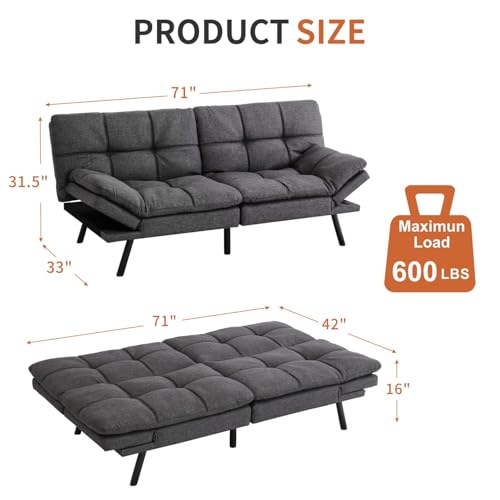 Black Memory Foam Convertible Sofa Bed F71660