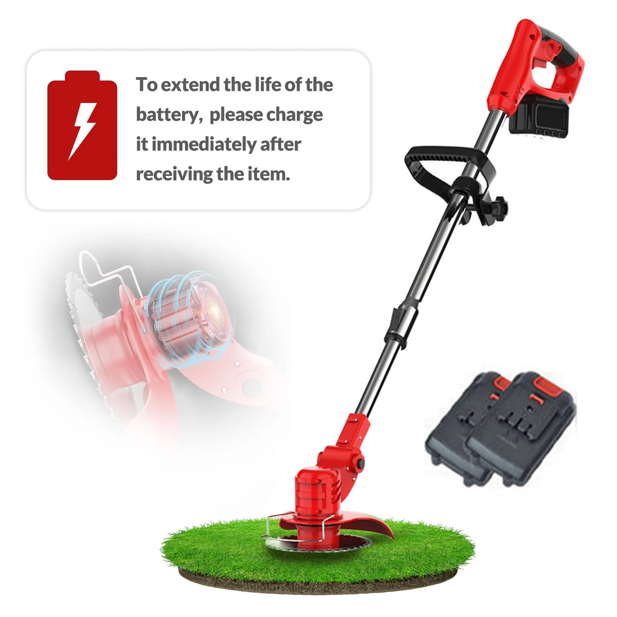 24V 650W Cordless Electric Lawn Mower and Grass Trimmer with Batteries Y97944