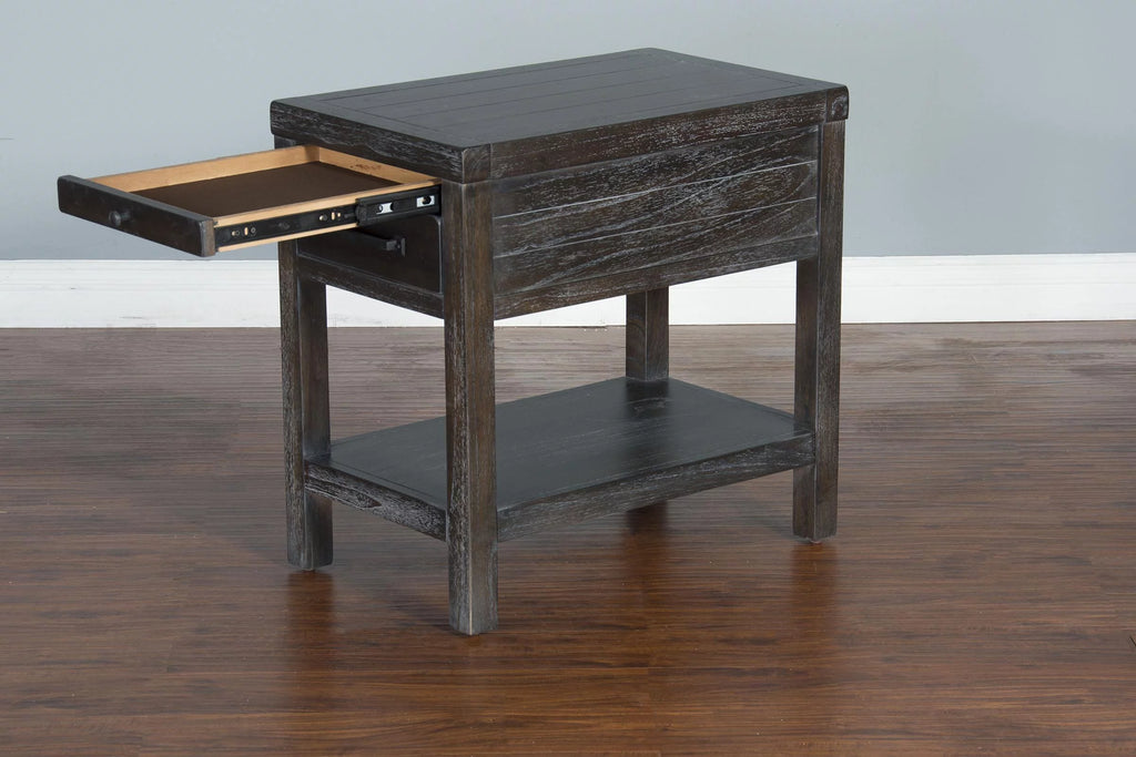 16" Mindi Wood Chair Side Table in Dark Brown Q1953