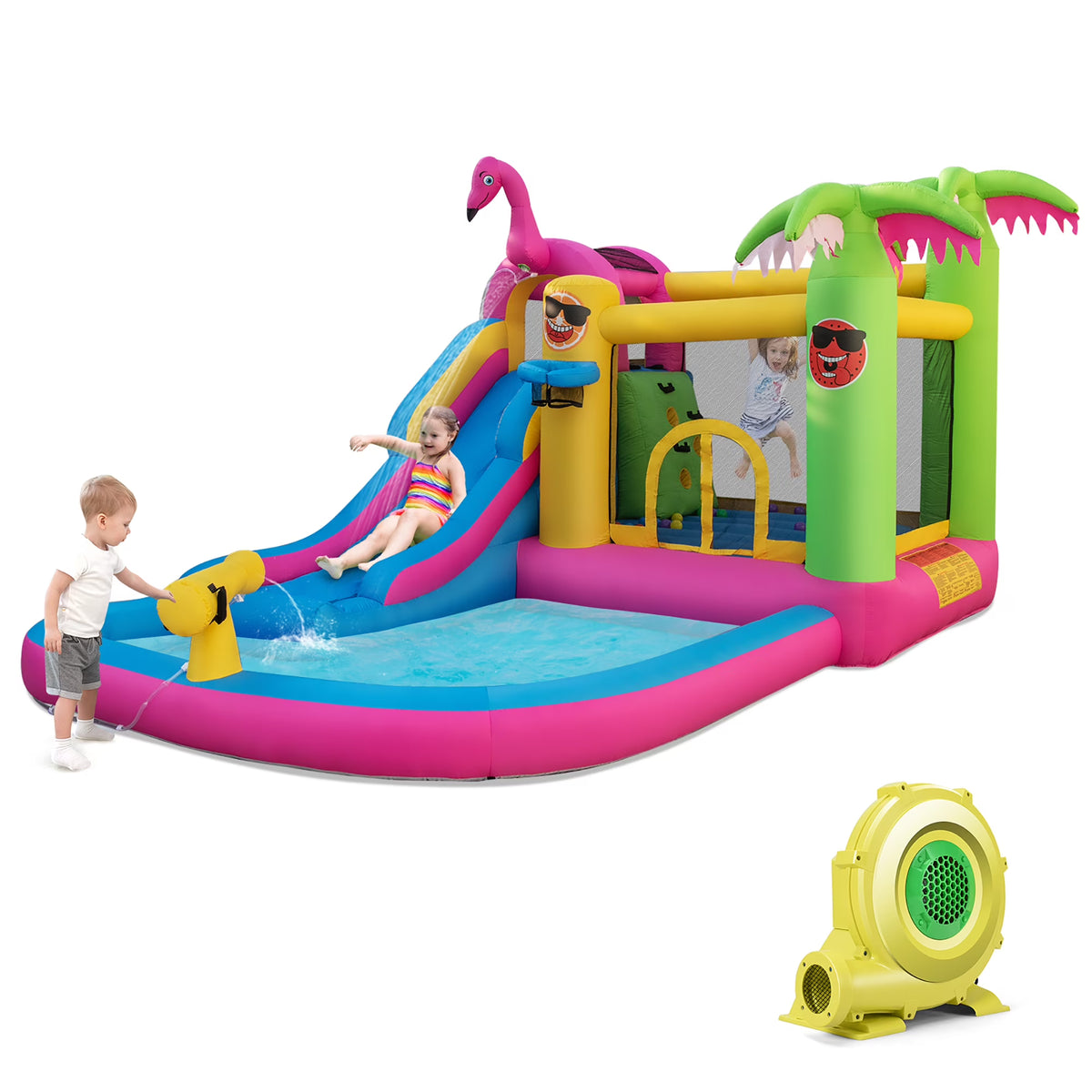 Tropical Inflatable Bounce Castle with Ocean Ball and 735W Blower H726