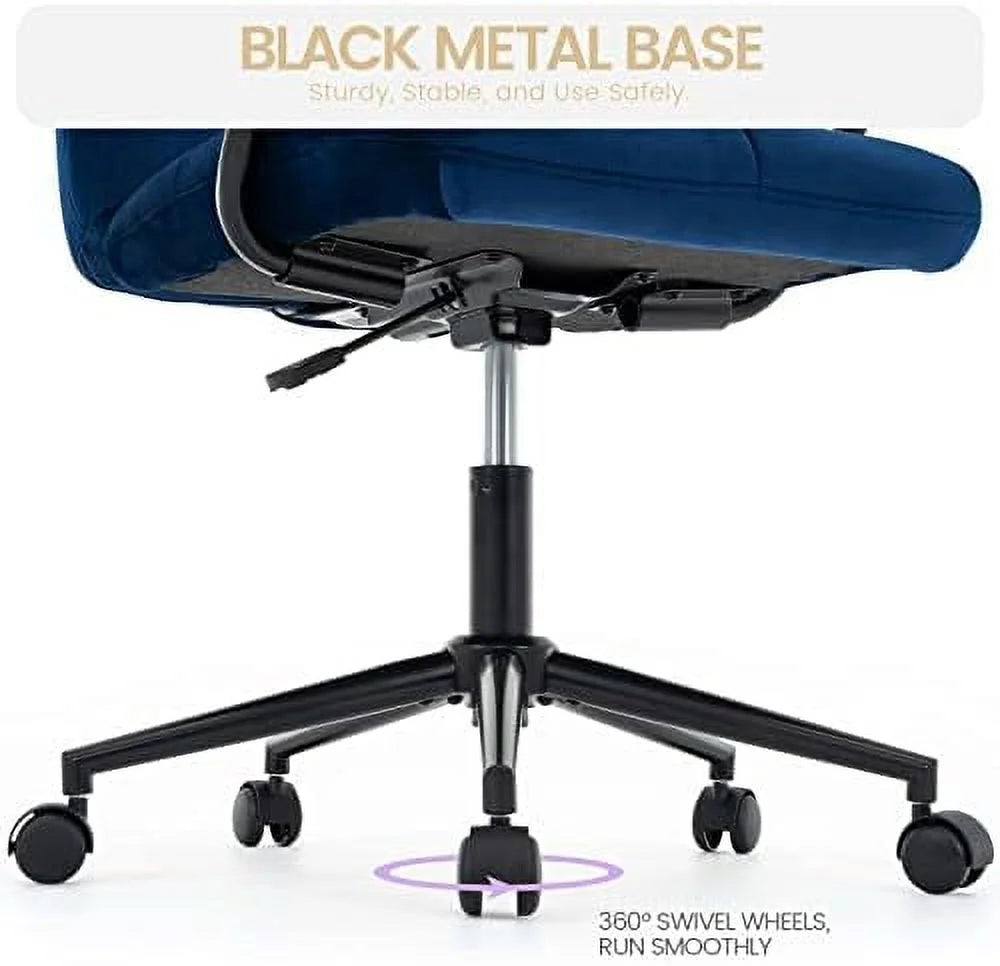 Velvet Upholstered Adjustable Swivel Task Chair with Wheels V627447