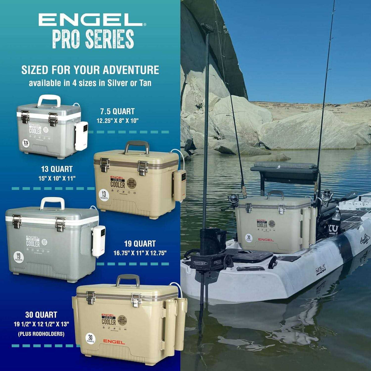 Live Bait Pro Cooler with Rechargeable Aerator & Stainless Hardware H9269