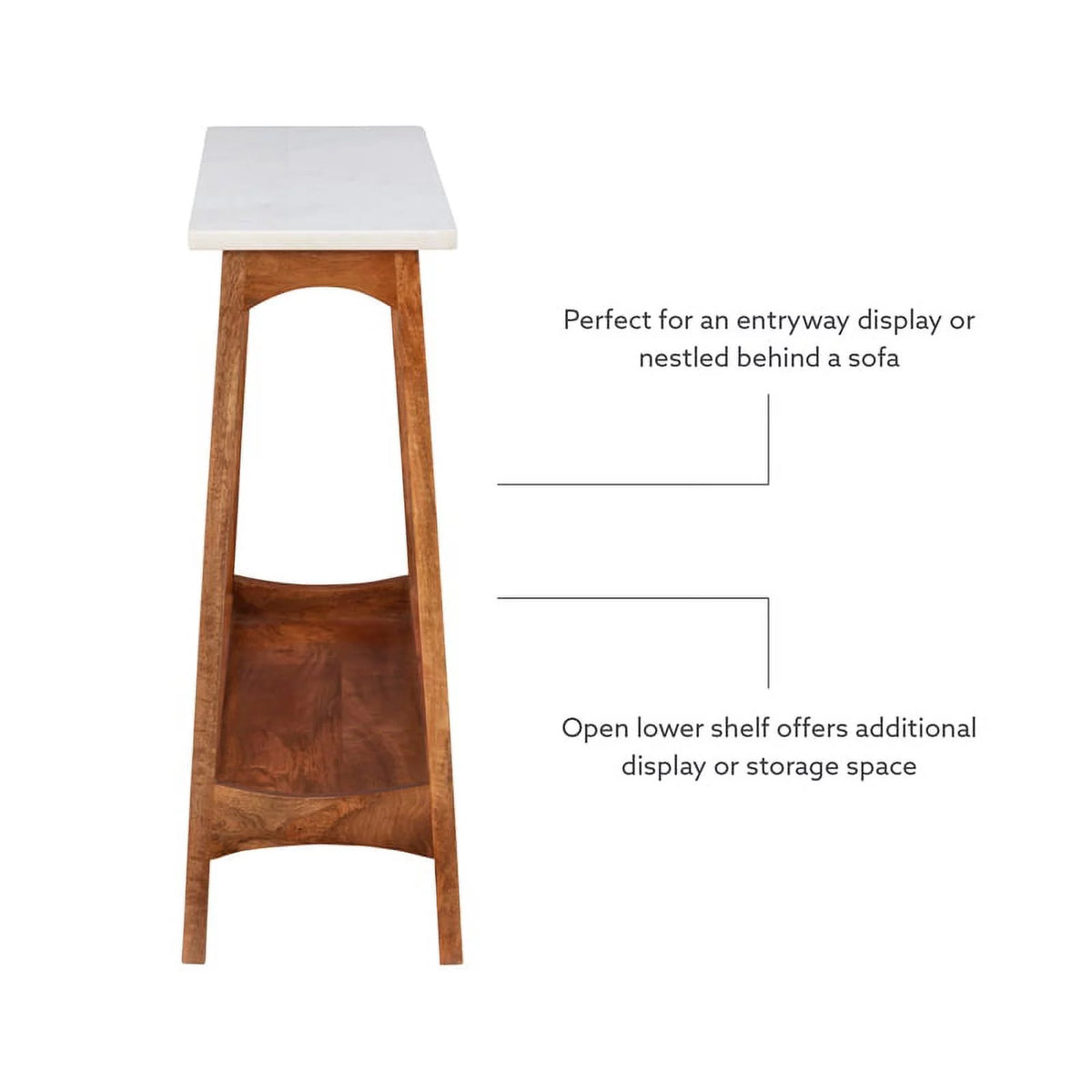 Brown Mango Wood and Marble Console Table T470109