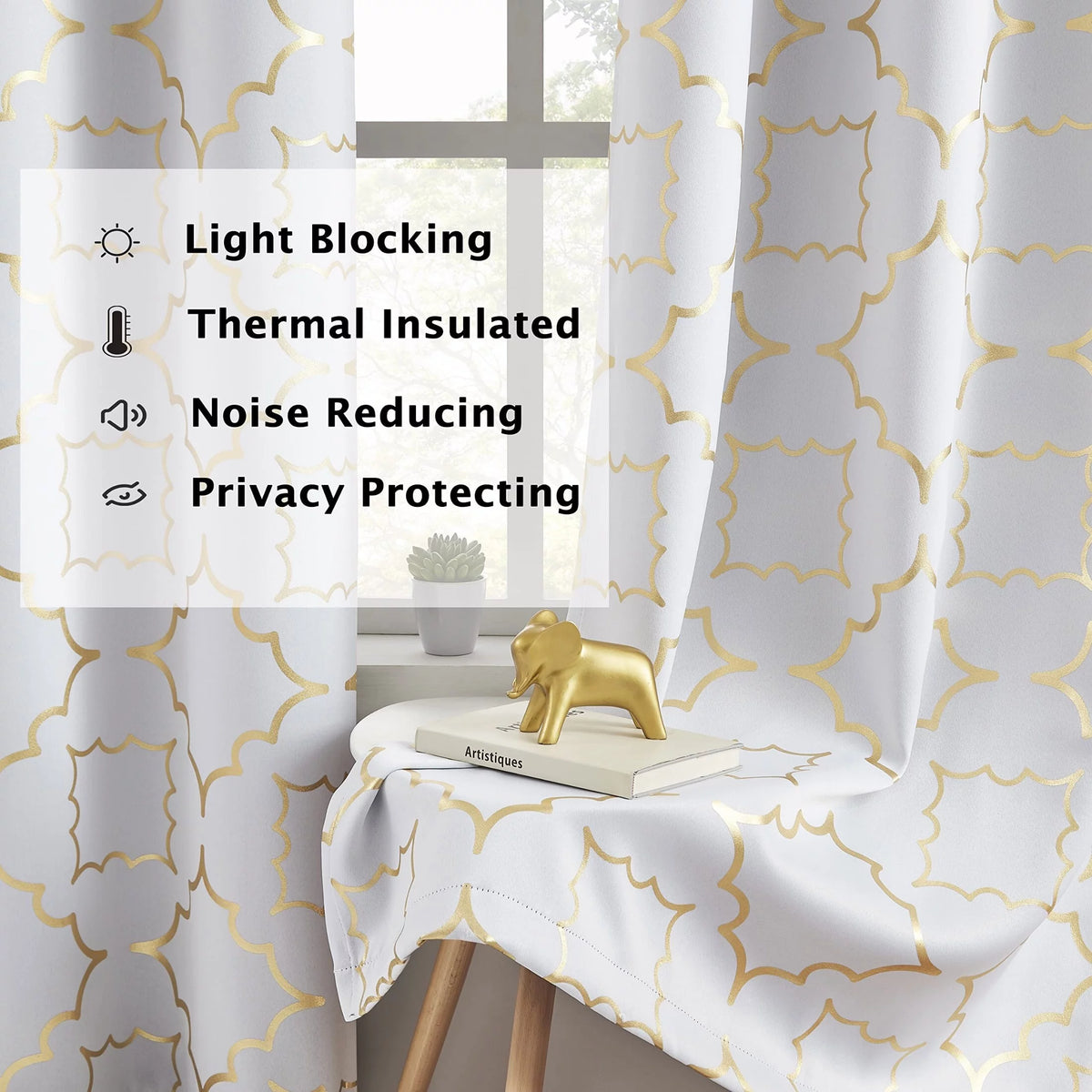 White Blackout Window Curtain 2 Panels 52"Wx84"L G325902