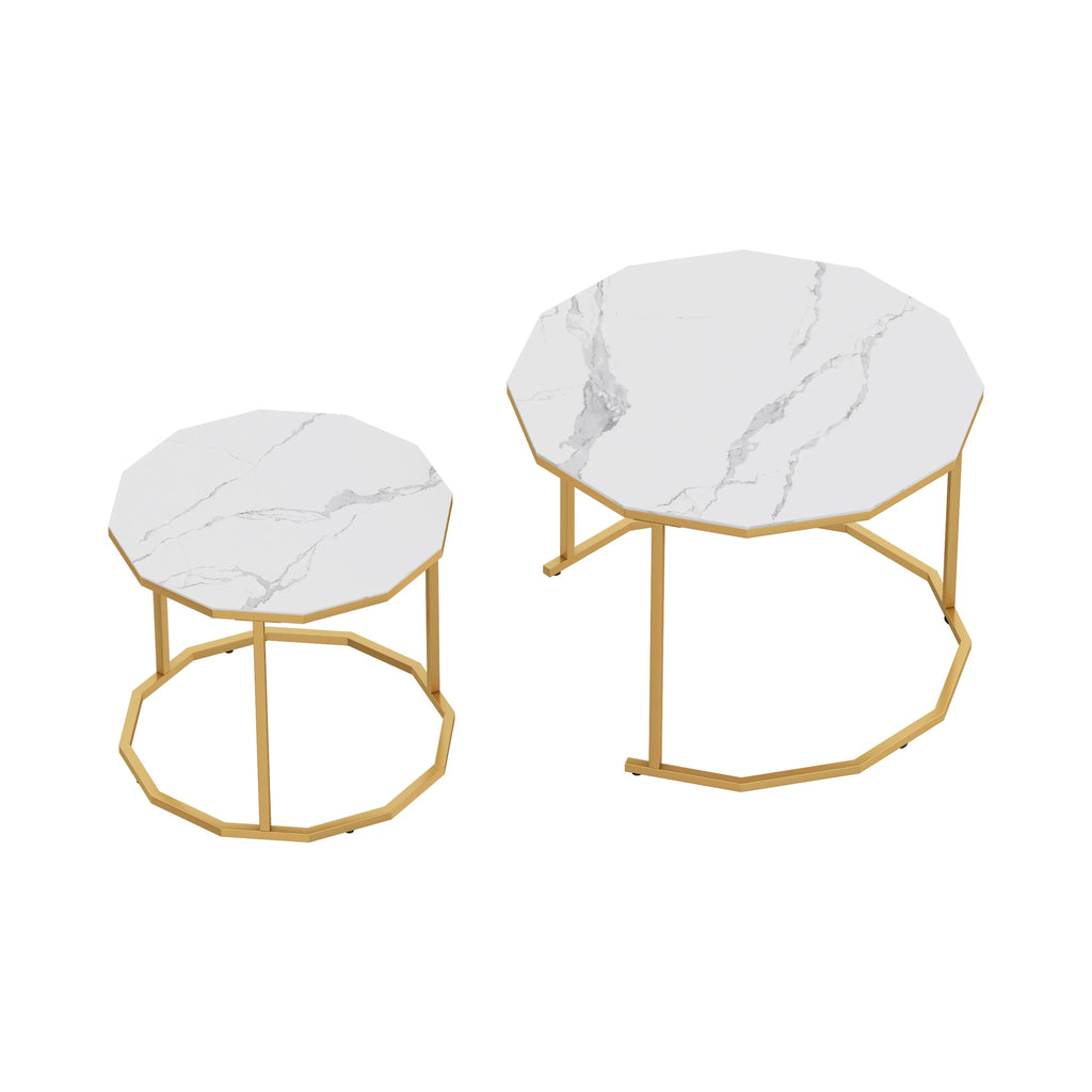 White Marble Coffee Table 12 gon Shape I650112