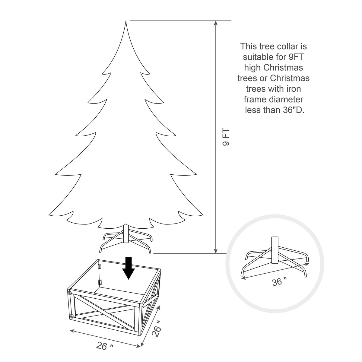 Brown Wooden Christmas Tree Collar Q944204