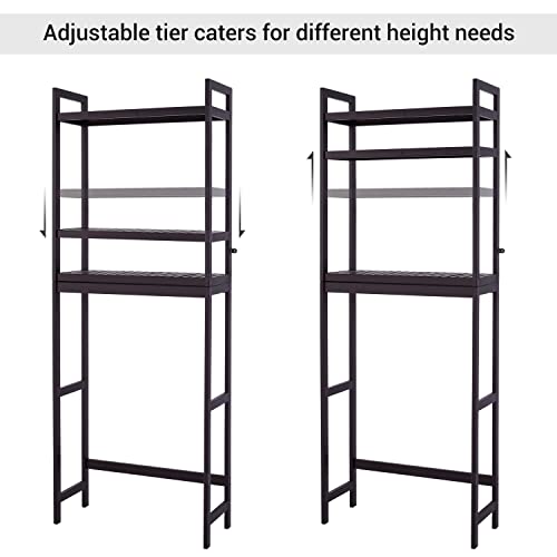 Bamboo 3-Tier Over The Toilet Storage Shelf with Paper Holder and 3 Hooks M4399