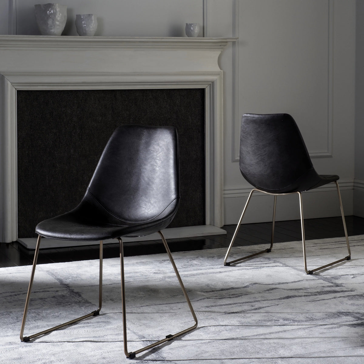 Grey Leather Dining Chair Set of 2 R6558
