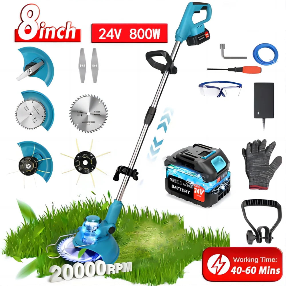 24V 650W Cordless Electric Lawn Mower and Grass Trimmer with Batteries Y97944