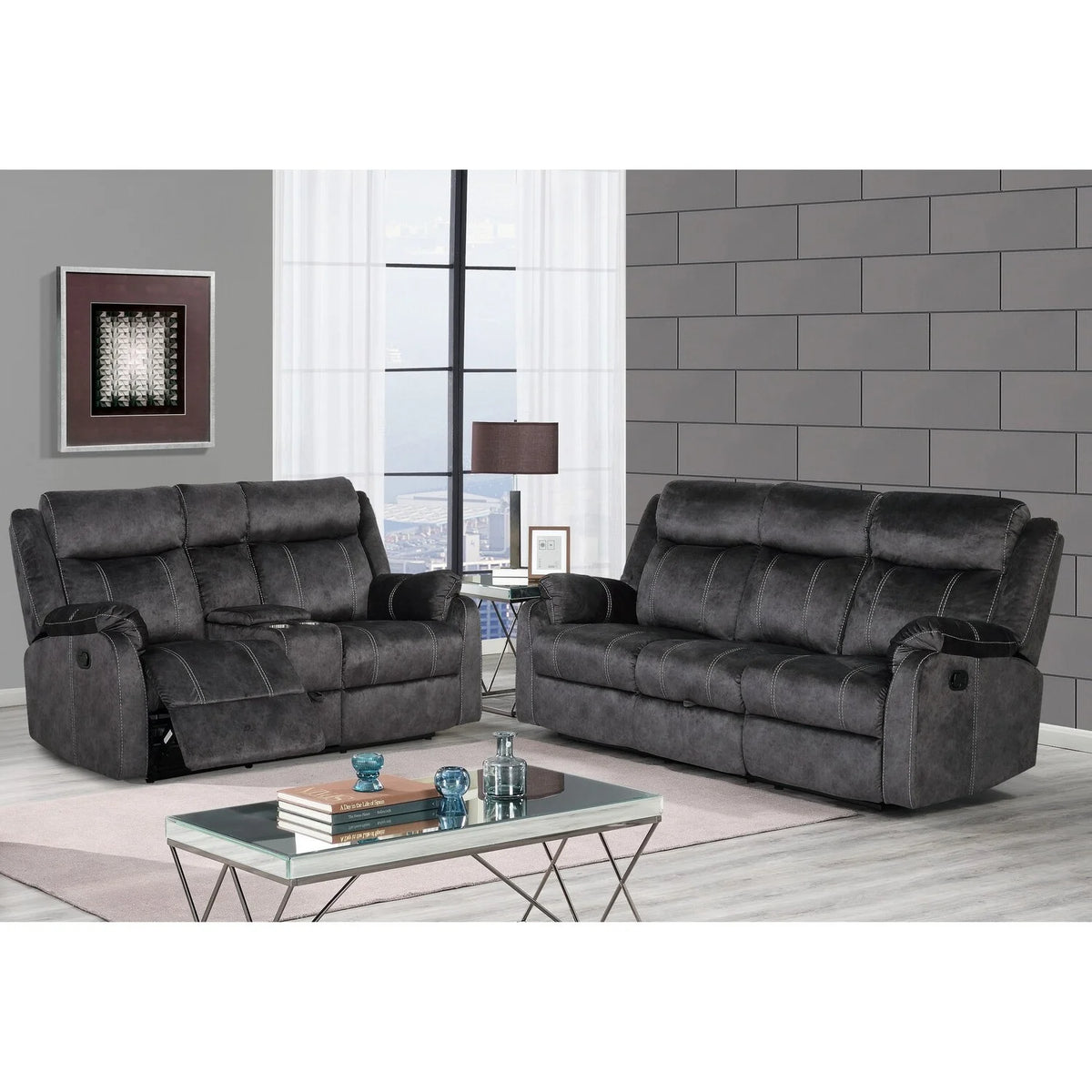 Reclining Sofa with Drop Down Table & Drawer I285012