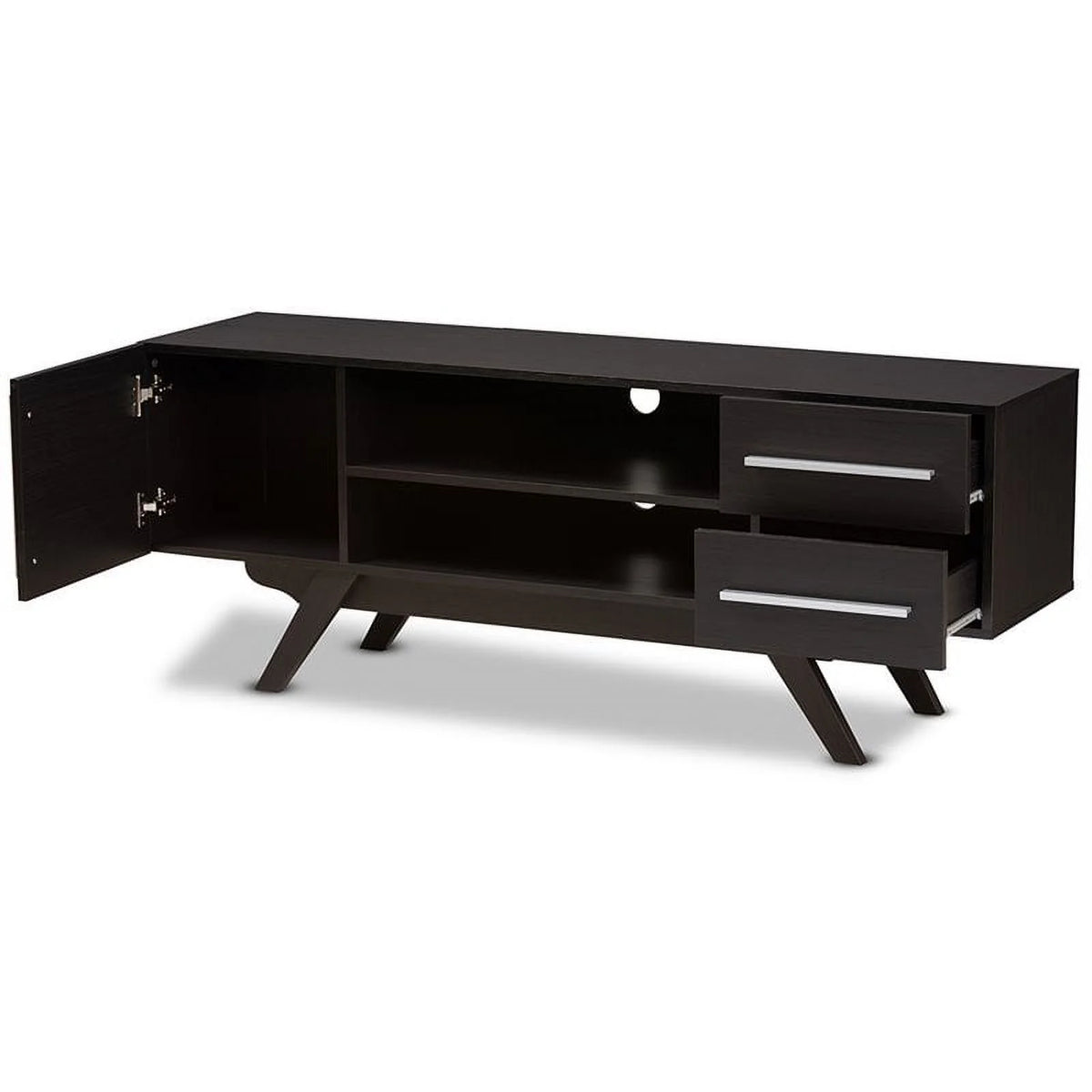 60" Mid-Century Modern TV Stand Console Entertainment Center in Dark Brown G2363
