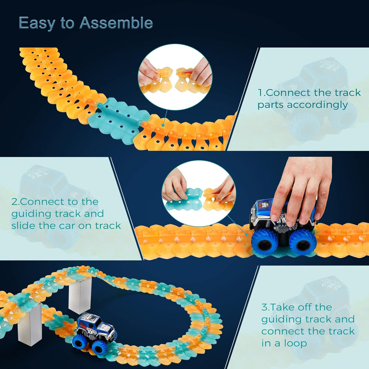 Magic Track Toy Electric Train 216Pcs Flexible Track Car H441866