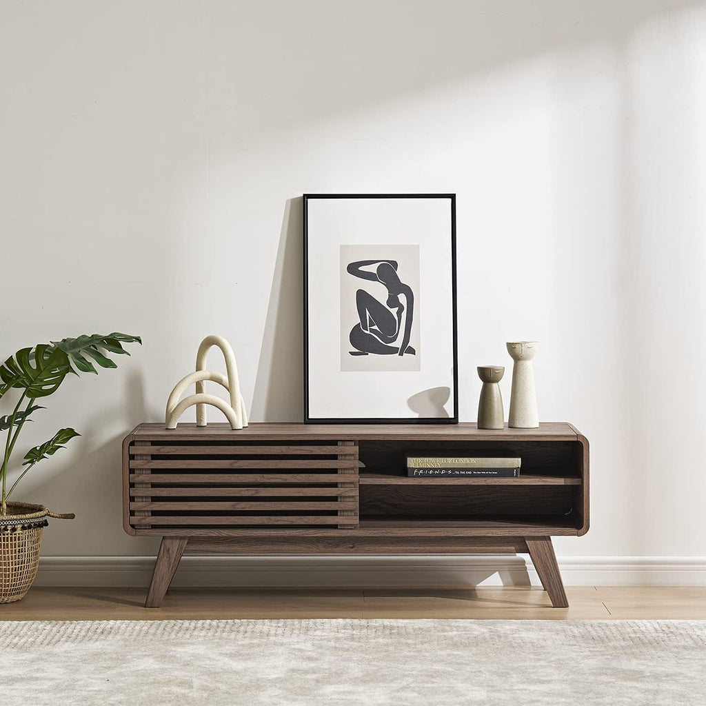 46 Scandinavian TV Stand with Slatted Door D90264