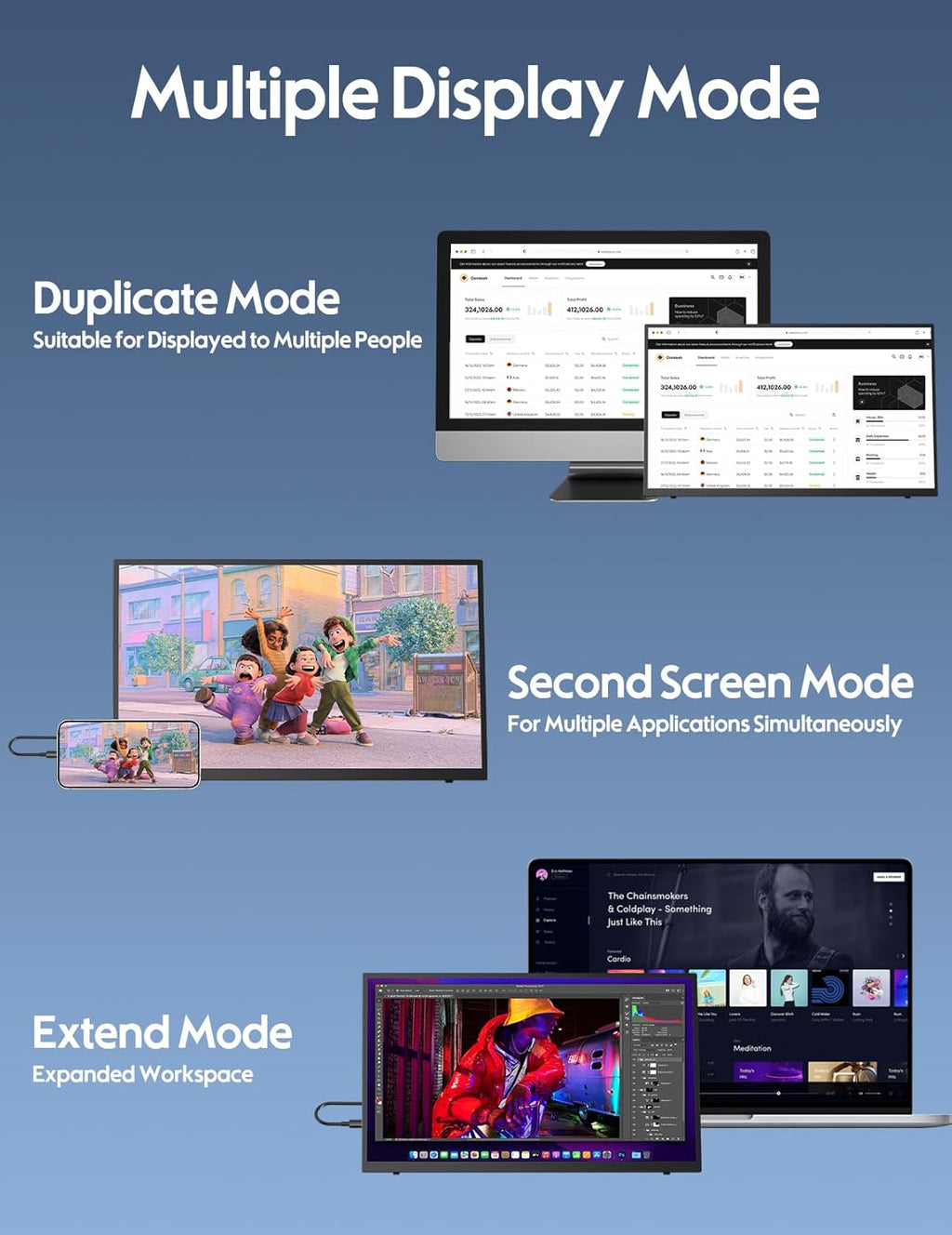 18.5 inch 100Hz Portable Monitor 1080P FHD IPS HDR Gaming Display I3942