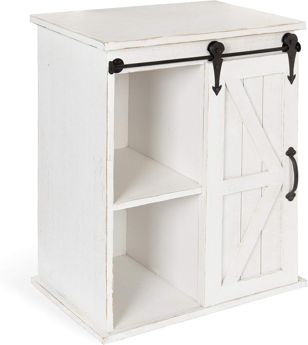 Wooden Freestanding Storage Cabinet Accent Table with Sliding Barn Door R34743
