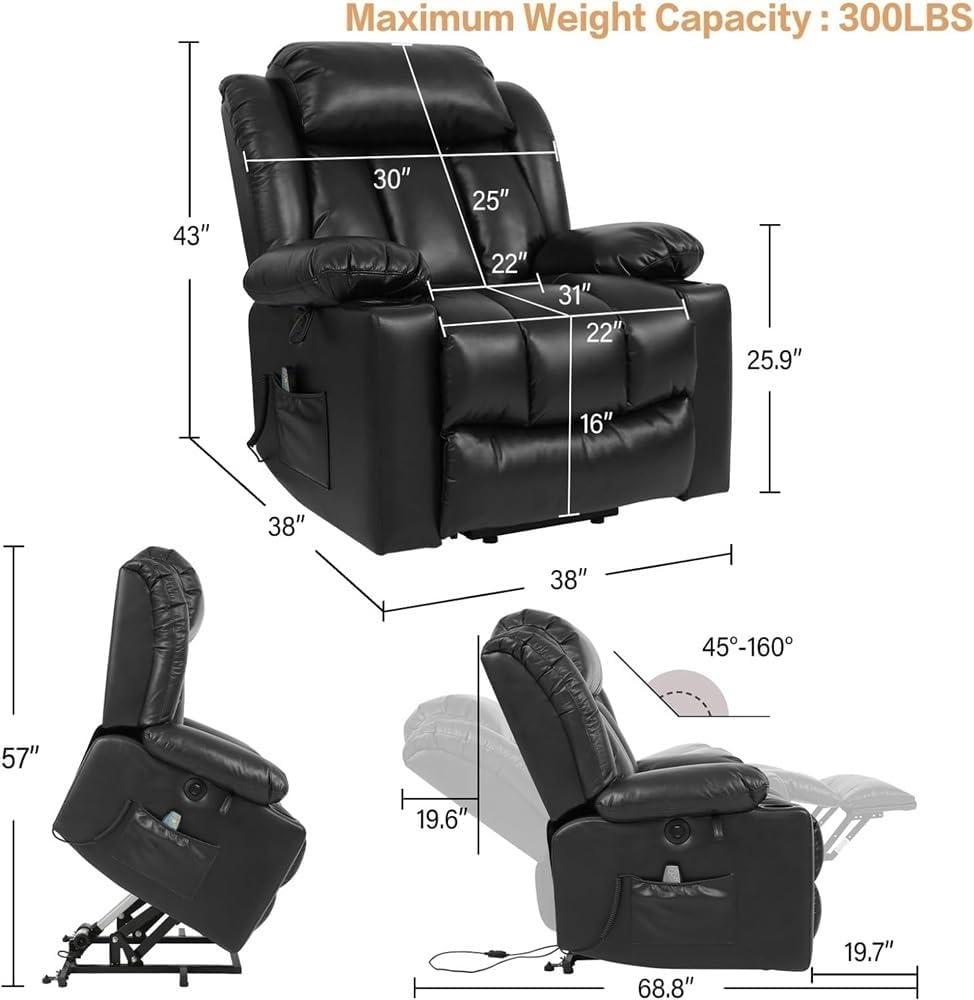 Power Lift Recliner Chair with Massage Heat L204