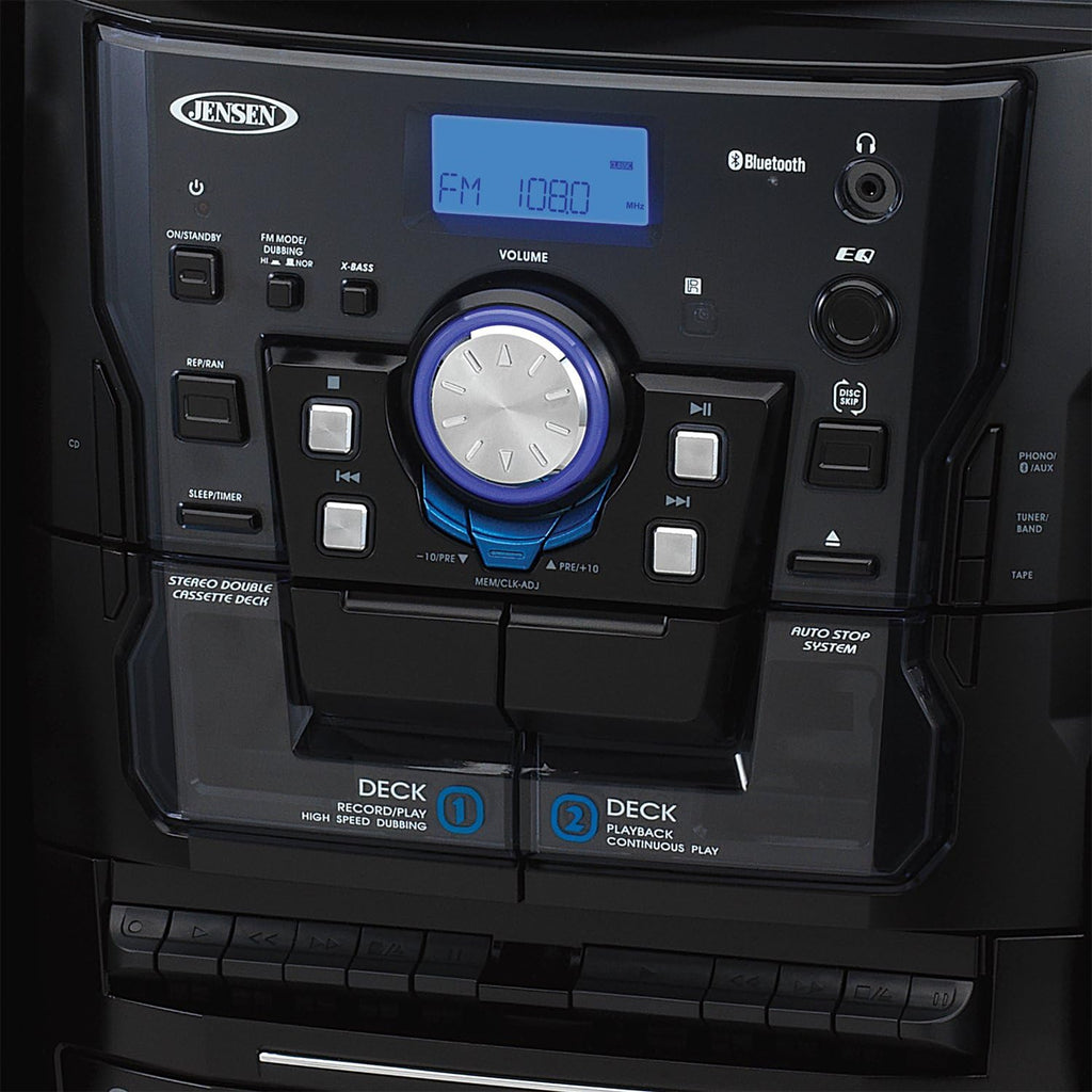 Bluetooth 3-Speed Stereo Turntable and 3 CD Changer with Dual Cassette Deck Y812490