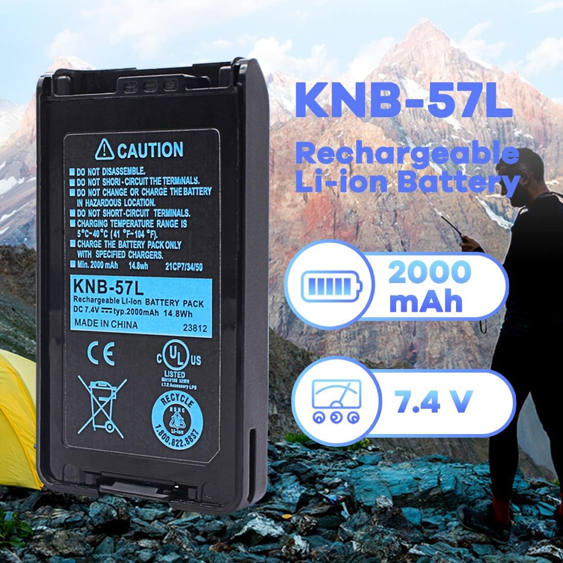 7.4V 2000mAh Rechargeable Li-ion Battery Pack of 2 G4319
