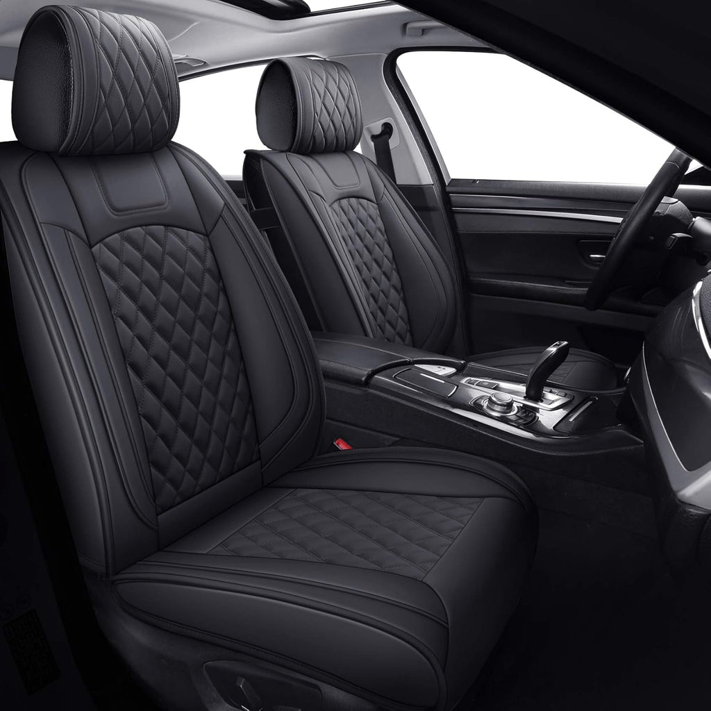 Waterproof Faux Leather Car Seat Covers Full Set Black-Red Z928463