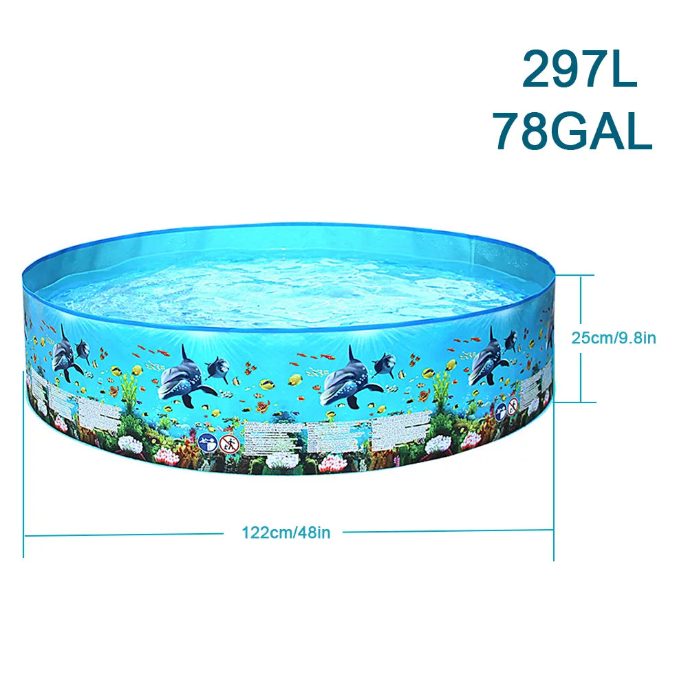Portable Inflation-free Hard Folding Round Swimming Pool 48 x 9.8in X927