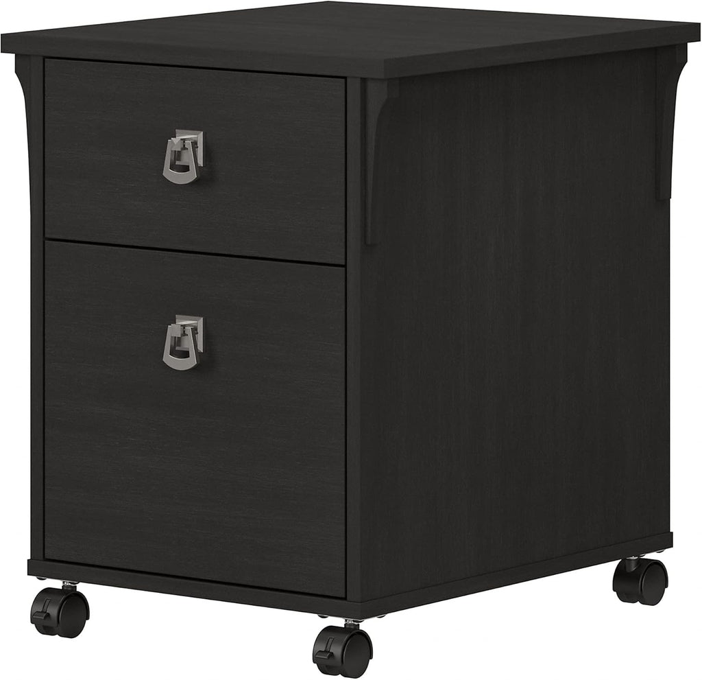 Vintage Black 2 Drawer Mobile File Cabinet R464