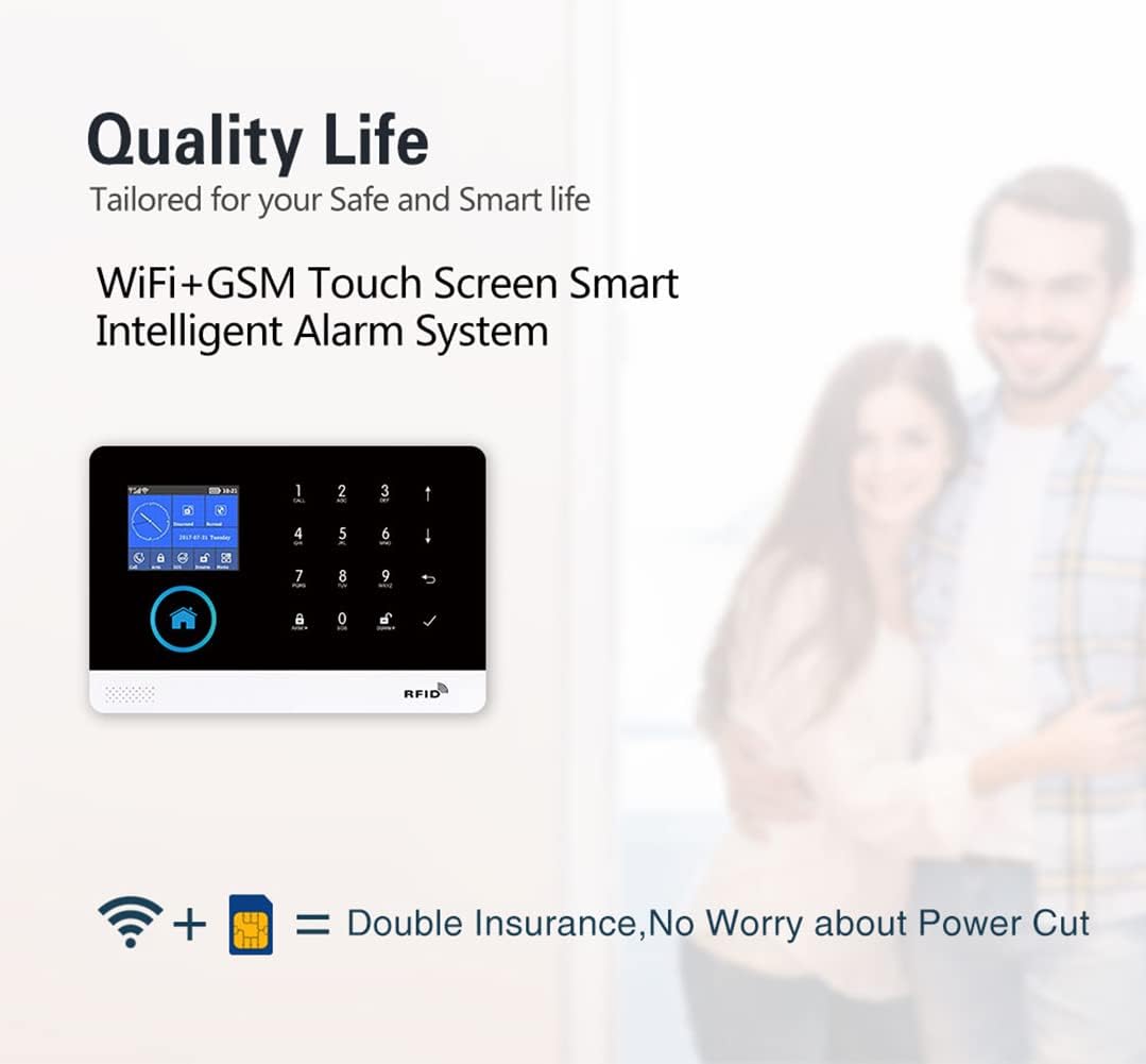 DIY Home Wi-Fi Alarm Kit with Motion Detector, Door/Window Sensor, Siren Q985209