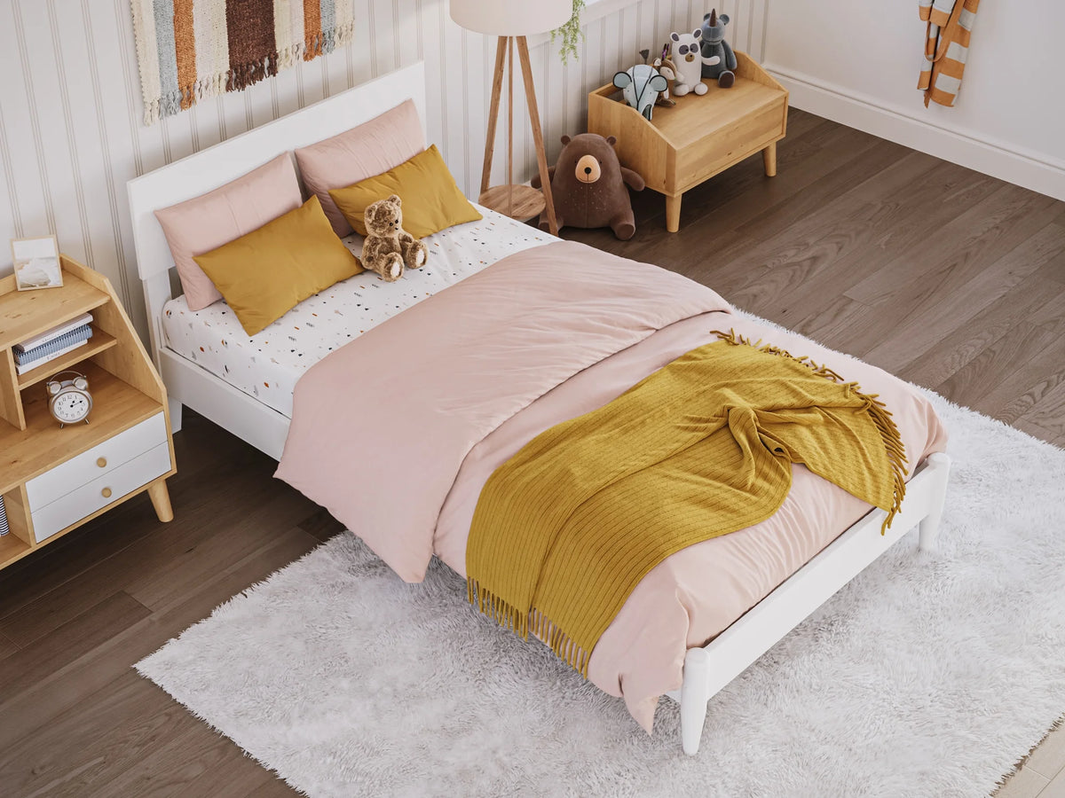 White Twin Solid Wood Platform Bed P200300