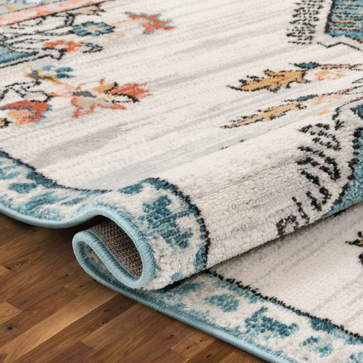 Blue Ivory Vintage Oriental Medallion Area Rug D87686